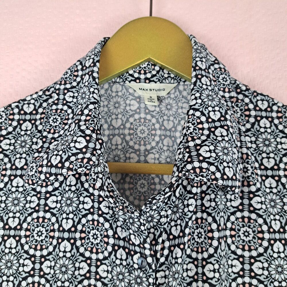 Max Studio Shirt Polo Dress Floral Mandala Pattern Short sleeve Size S - Picture 7 of 12